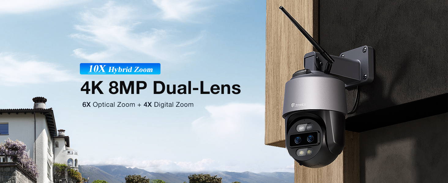 4K 16MP 8MP + 8MP 360 デュアルレンズ Wifi 屋外セキュリティ